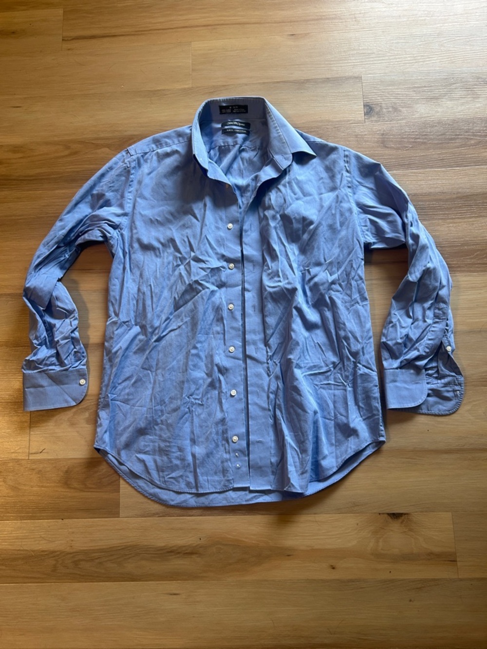 Classic Men's Light Blue Button-Down Dress Shirt Cotton Slim-Fit